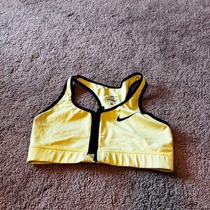 Nike Pro Sports Bra. Size small. Front zip. Racerback. Neon Yellow 
Dri-Fit